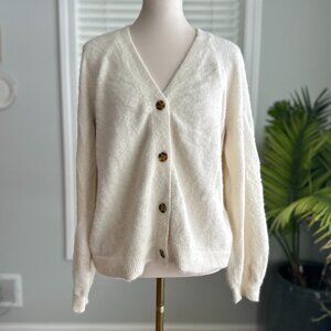Land's End Cream Oversized Eyelash Cardigan Sz M